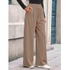 imageBTFBM Wide Leg Pants for Women Dressy Work Business Casual Elastic High Waisted Trousers Ribbed Lounge Palazzo PantsKhaki