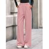 imageBTFBM Wide Leg Pants for Women Dressy Work Business Casual Elastic High Waisted Trousers Ribbed Lounge Palazzo PantsPink