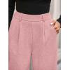 imageBTFBM Wide Leg Pants for Women Dressy Work Business Casual Elastic High Waisted Trousers Ribbed Lounge Palazzo PantsPink