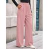 imageBTFBM Wide Leg Pants for Women Dressy Work Business Casual Elastic High Waisted Trousers Ribbed Lounge Palazzo PantsPink