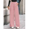 imageBTFBM Wide Leg Pants for Women Dressy Work Business Casual Elastic High Waisted Trousers Ribbed Lounge Palazzo PantsPink
