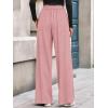 imageBTFBM Wide Leg Pants for Women Dressy Work Business Casual Elastic High Waisted Trousers Ribbed Lounge Palazzo PantsPink