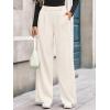 imageBTFBM Wide Leg Pants for Women Dressy Work Business Casual Elastic High Waisted Trousers Ribbed Lounge Palazzo PantsWhite
