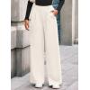 imageBTFBM Wide Leg Pants for Women Dressy Work Business Casual Elastic High Waisted Trousers Ribbed Lounge Palazzo PantsWhite