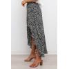 imageBTFBM Women 2025 Summer Fall Boho Long Skirts Dress Floral Print Elastic Waist Split Ruffle High Low Beach Maxi SkirtBlack White