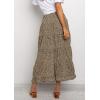 imageBTFBM Women 2025 Summer Fall Boho Long Skirts Dress Floral Print Elastic Waist Split Ruffle High Low Beach Maxi SkirtCoffee