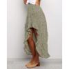 imageBTFBM Women 2025 Summer Fall Boho Long Skirts Dress Floral Print Elastic Waist Split Ruffle High Low Beach Maxi SkirtGreen