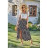 imageBTFBM Women 2025 Summer Fall Boho Long Skirts Dress Floral Print Elastic Waist Split Ruffle High Low Beach Maxi SkirtPrint Floral Black