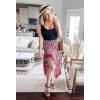 imageBTFBM Women 2025 Summer Fall Boho Long Skirts Dress Floral Print Elastic Waist Split Ruffle High Low Beach Maxi SkirtXred