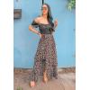 imageBTFBM Women 2025 Summer Fall Boho Long Skirts Dress Floral Print Elastic Waist Split Ruffle High Low Beach Maxi SkirtZblack