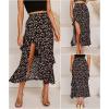 imageBTFBM Women 2025 Summer Fall Boho Long Skirts Dress Floral Print Elastic Waist Split Ruffle High Low Beach Maxi SkirtZblack