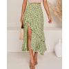 imageBTFBM Women 2025 Summer Fall Boho Long Skirts Dress Floral Print Elastic Waist Split Ruffle High Low Beach Maxi SkirtZgreen