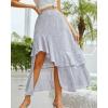 imageBTFBM Women 2025 Summer Fall Boho Long Skirts Dress Floral Print Elastic Waist Split Ruffle High Low Beach Maxi SkirtZlight Blue