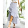 imageBTFBM Women 2025 Summer Fall Boho Long Skirts Dress Floral Print Elastic Waist Split Ruffle High Low Beach Maxi SkirtZlight Blue