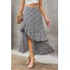 imageBTFBM Women 2025 Summer Fall Boho Long Skirts Dress Floral Print Elastic Waist Split Ruffle High Low Beach Maxi SkirtZnavy