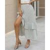 imageBTFBM Women 2025 Summer Fall Boho Long Skirts Dress Floral Print Elastic Waist Split Ruffle High Low Beach Maxi SkirtZwhite