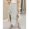 imageBTFBM Women 2025 Summer Fall Boho Long Skirts Dress Floral Print Elastic Waist Split Ruffle High Low Beach Maxi SkirtZwhite