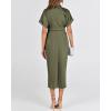 imageBTFBM Women Button Down Ruched Shirt Dresses Satin Short Sleeve Lapel V Neck Summer Maxi Dress 2025 Party Wedding GuestArmy Green