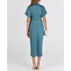 imageBTFBM Women Button Down Ruched Shirt Dresses Satin Short Sleeve Lapel V Neck Summer Maxi Dress 2025 Party Wedding GuestBlue Green