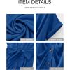 imageBTFBM Women Button Down Ruched Shirt Dresses Satin Short Sleeve Lapel V Neck Summer Maxi Dress 2025 Party Wedding GuestBrilliant Blue