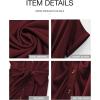 imageBTFBM Women Button Down Ruched Shirt Dresses Satin Short Sleeve Lapel V Neck Summer Maxi Dress 2025 Party Wedding GuestDark Wine Red
