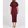 imageBTFBM Women Button Down Ruched Shirt Dresses Satin Short Sleeve Lapel V Neck Summer Maxi Dress 2025 Party Wedding GuestDark Wine Red