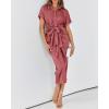imageBTFBM Women Button Down Ruched Shirt Dresses Satin Short Sleeve Lapel V Neck Summer Maxi Dress 2025 Party Wedding GuestDusty Pink
