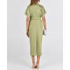 imageBTFBM Women Button Down Ruched Shirt Dresses Satin Short Sleeve Lapel V Neck Summer Maxi Dress 2025 Party Wedding GuestLight Green