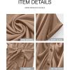 imageBTFBM Women Button Down Ruched Shirt Dresses Satin Short Sleeve Lapel V Neck Summer Maxi Dress 2025 Party Wedding GuestLight Khaki