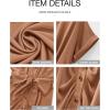 imageBTFBM Women Button Down Ruched Shirt Dresses Satin Short Sleeve Lapel V Neck Summer Maxi Dress 2025 Party Wedding GuestLight Red Khaki