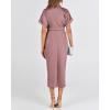 imageBTFBM Women Button Down Ruched Shirt Dresses Satin Short Sleeve Lapel V Neck Summer Maxi Dress 2025 Party Wedding GuestPink
