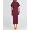 imageBTFBM Women Button Down Ruched Shirt Dresses Satin Short Sleeve Lapel V Neck Summer Maxi Dress 2025 Party Wedding GuestPurple Red