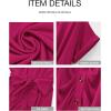 imageBTFBM Women Button Down Ruched Shirt Dresses Satin Short Sleeve Lapel V Neck Summer Maxi Dress 2025 Party Wedding GuestRose Red
