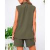 imageBTFBM Womens Blazer Vest Shorts Sets Lapel Neck Casual Sleeveless Button Down Office Summer 2 Piece Lounge Matching SetsArmy Green