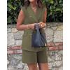 imageBTFBM Womens Blazer Vest Shorts Sets Lapel Neck Casual Sleeveless Button Down Office Summer 2 Piece Lounge Matching SetsArmy Green