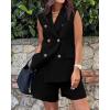 imageBTFBM Womens Blazer Vest Shorts Sets Lapel Neck Casual Sleeveless Button Down Office Summer 2 Piece Lounge Matching SetsBlack