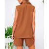 imageBTFBM Womens Blazer Vest Shorts Sets Lapel Neck Casual Sleeveless Button Down Office Summer 2 Piece Lounge Matching SetsBrick Red