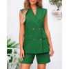 imageBTFBM Womens Blazer Vest Shorts Sets Lapel Neck Casual Sleeveless Button Down Office Summer 2 Piece Lounge Matching SetsGreen