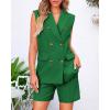 imageBTFBM Womens Blazer Vest Shorts Sets Lapel Neck Casual Sleeveless Button Down Office Summer 2 Piece Lounge Matching SetsGreen