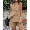 imageBTFBM Womens Blazer Vest Shorts Sets Lapel Neck Casual Sleeveless Button Down Office Summer 2 Piece Lounge Matching SetsKhaki