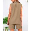 imageBTFBM Womens Blazer Vest Shorts Sets Lapel Neck Casual Sleeveless Button Down Office Summer 2 Piece Lounge Matching SetsKhaki