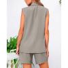 imageBTFBM Womens Blazer Vest Shorts Sets Lapel Neck Casual Sleeveless Button Down Office Summer 2 Piece Lounge Matching SetsLight Grey