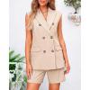 imageBTFBM Womens Blazer Vest Shorts Sets Lapel Neck Casual Sleeveless Button Down Office Summer 2 Piece Lounge Matching SetsLight Khaki