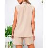 imageBTFBM Womens Blazer Vest Shorts Sets Lapel Neck Casual Sleeveless Button Down Office Summer 2 Piece Lounge Matching SetsLight Khaki