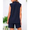 imageBTFBM Womens Blazer Vest Shorts Sets Lapel Neck Casual Sleeveless Button Down Office Summer 2 Piece Lounge Matching SetsNavy