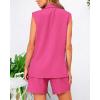 imageBTFBM Womens Blazer Vest Shorts Sets Lapel Neck Casual Sleeveless Button Down Office Summer 2 Piece Lounge Matching SetsRose Red