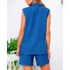 imageBTFBM Womens Blazer Vest Shorts Sets Lapel Neck Casual Sleeveless Button Down Office Summer 2 Piece Lounge Matching SetsRoyal Blue