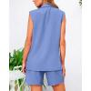 imageBTFBM Womens Blazer Vest Shorts Sets Lapel Neck Casual Sleeveless Button Down Office Summer 2 Piece Lounge Matching SetsSky Blue