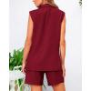 imageBTFBM Womens Blazer Vest Shorts Sets Lapel Neck Casual Sleeveless Button Down Office Summer 2 Piece Lounge Matching SetsWine Red