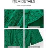 imageBTFBM Womens Boho Summer Dresses 2025 Resort V Neck Short Sleeve Hollow Out Lace Ruffle Casual Beach Mini Vacation DressDark Green